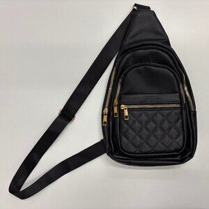 Faux Leather Black Cross Body Bag